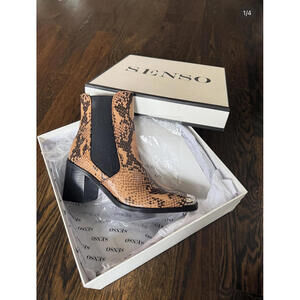 Senso Tan and Black Snake Print Ankle Boots with Metal Toe Cap EU 39